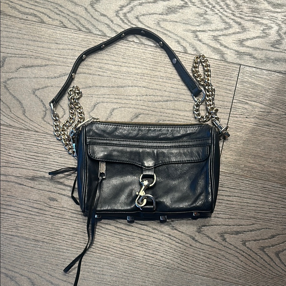 Black Leather Chain Strap Bag